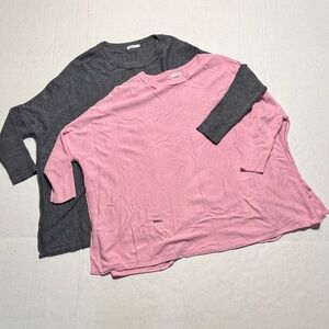 MERSEA‎ 2 Piece Bundle Pink Gray Catalina Travel Oversized Sweater Dolman O/S